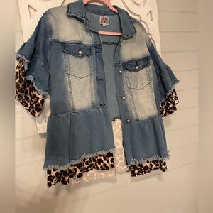 Denim Leopard Jacket